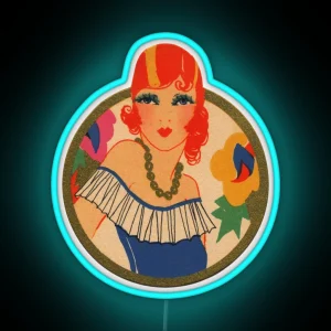 Roaring 20 S Flapper In A Blue Dress RGB Neon Sign