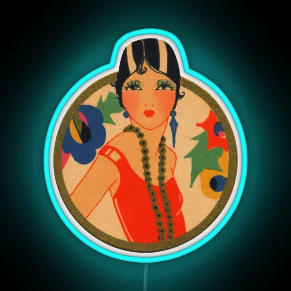 Roaring 20 S Flapper In A Red Dress RGB Neon Sign