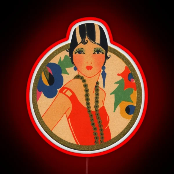 Roaring 20 S Flapper In A Red Dress RGB Neon Sign