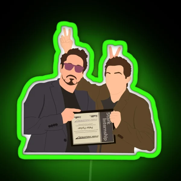Robert Downey Jr And Tom Holland RGB Neon Sign