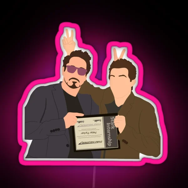 Robert Downey Jr And Tom Holland RGB Neon Sign