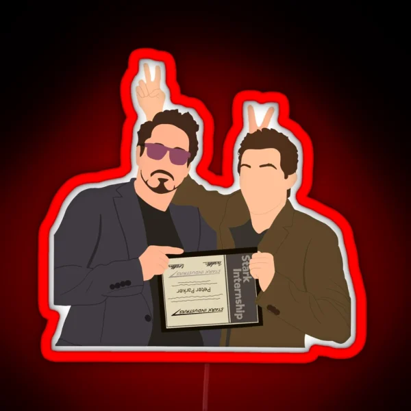 Robert Downey Jr And Tom Holland RGB Neon Sign