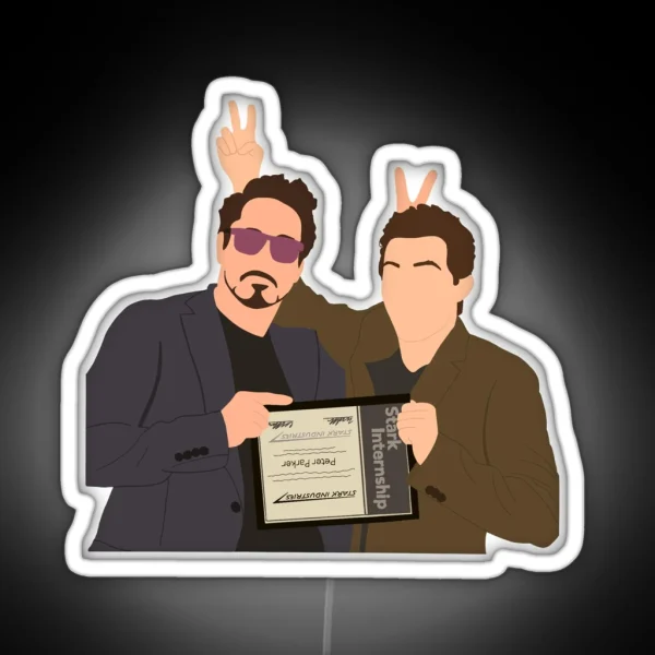 Robert Downey Jr And Tom Holland RGB Neon Sign