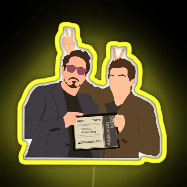 Robert Downey Jr And Tom Holland RGB Neon Sign