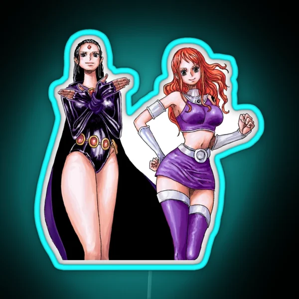 Robin And Nami As Raven And Starfire Cosplay One Piece RGB Neon Sign