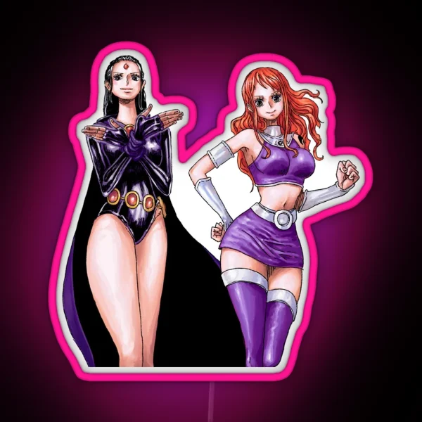 Robin And Nami As Raven And Starfire Cosplay One Piece RGB Neon Sign