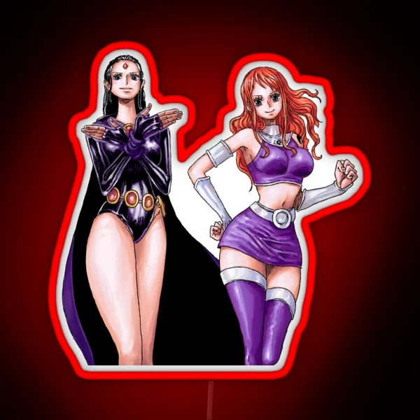 Robin And Nami As Raven And Starfire Cosplay One Piece RGB Neon Sign