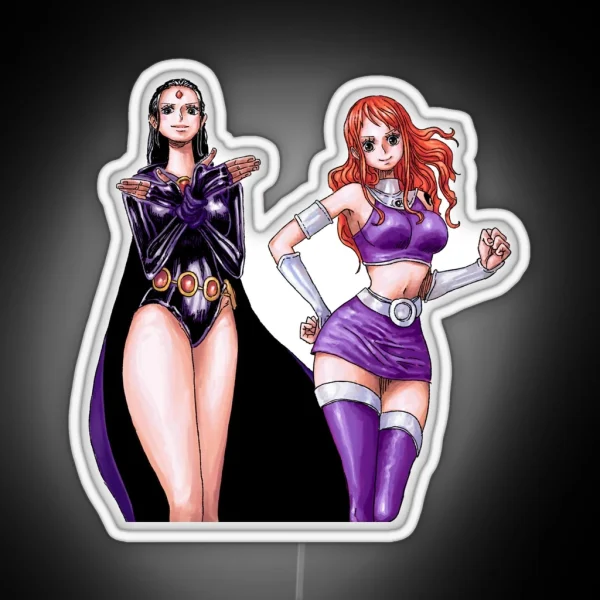 Robin And Nami As Raven And Starfire Cosplay One Piece RGB Neon Sign