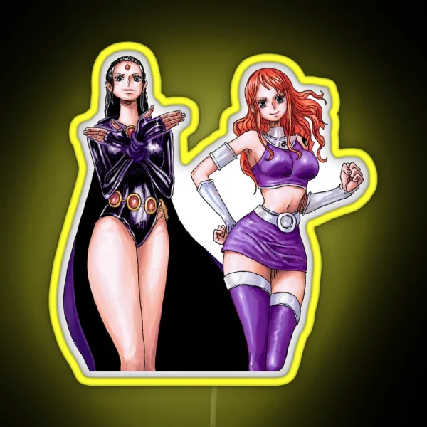 Robin And Nami As Raven And Starfire Cosplay One Piece RGB Neon Sign