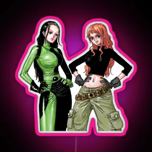 Robin And Nami As Shego And Kim Possible One Piece X Kim Possible Cosplay RGB Neon Sign