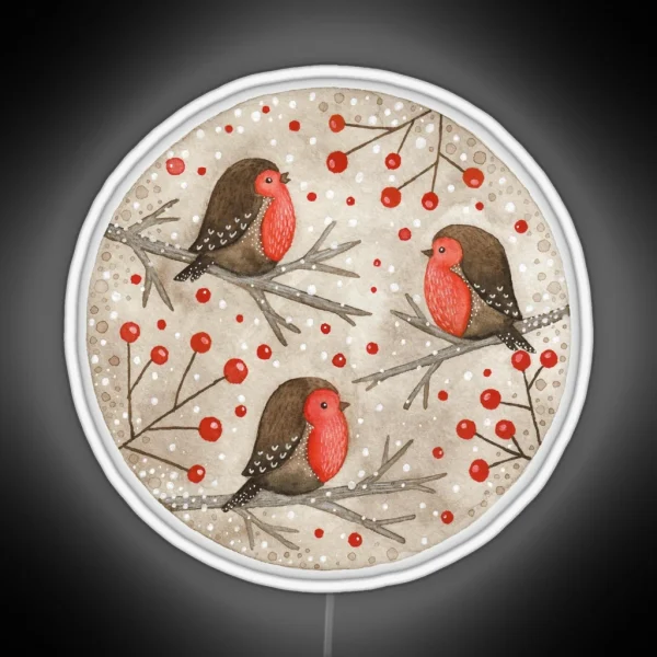 Robins And Red Berries RGB Neon Sign