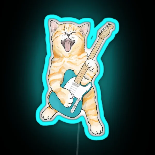 Rock And Roll Kitten RGB Neon Sign