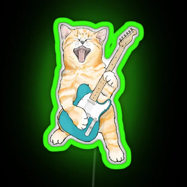 Rock And Roll Kitten RGB Neon Sign