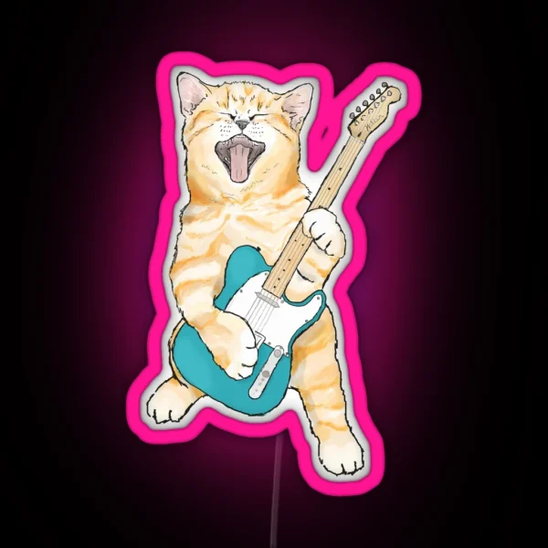 Rock And Roll Kitten RGB Neon Sign