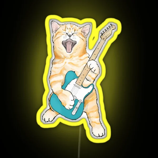 Rock And Roll Kitten RGB Neon Sign