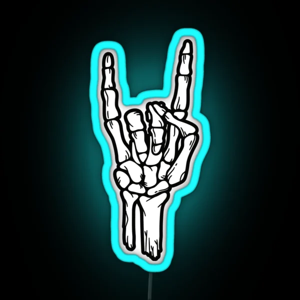 Rock And Roll Skeleton Hand RGB Neon Sign