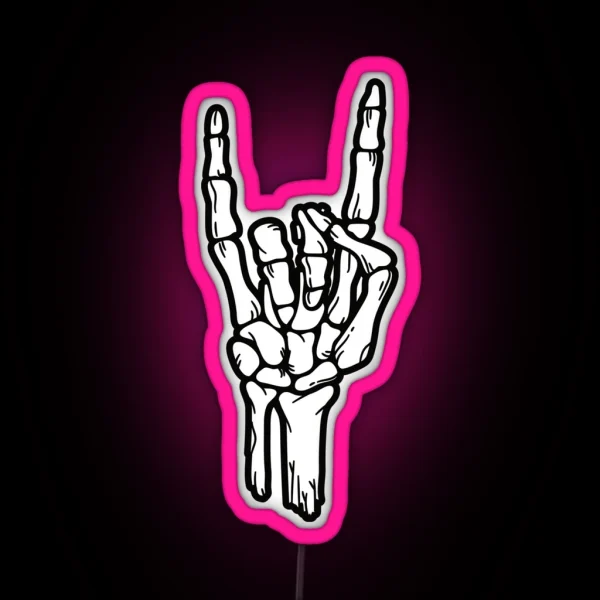 Rock And Roll Skeleton Hand RGB Neon Sign