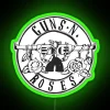 Vibrant neon sign featuring iconic rock music inspired rose design