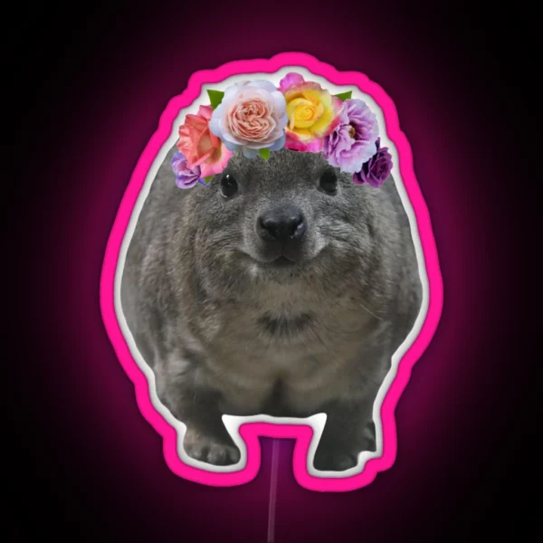 Rock Hyrax Flower Crown RGB Neon Sign