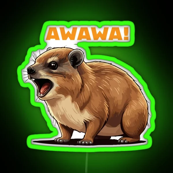 Rock Hyrax Lover Awawa Funny Groundhog Dassi RGB Neon Sign