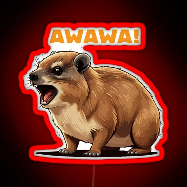 Rock Hyrax Lover Awawa Funny Groundhog Dassi RGB Neon Sign