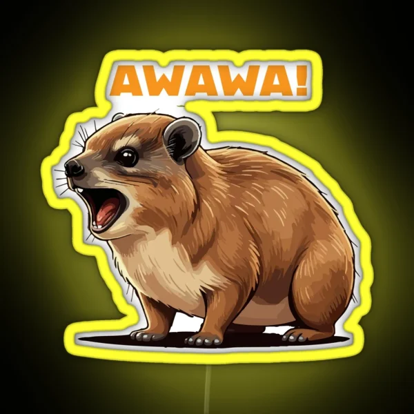 Rock Hyrax Lover Awawa Funny Groundhog Dassi RGB Neon Sign