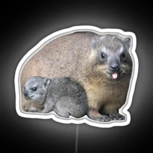 Rock Hyrax Mom And Baby RGB Neon Sign