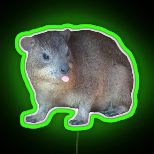 Rock Hyrax Sticking Out Tongue RGB Neon Sign