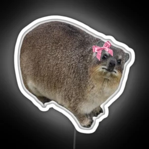 Rock Hyrax Wearing Bow RGB Neon Sign