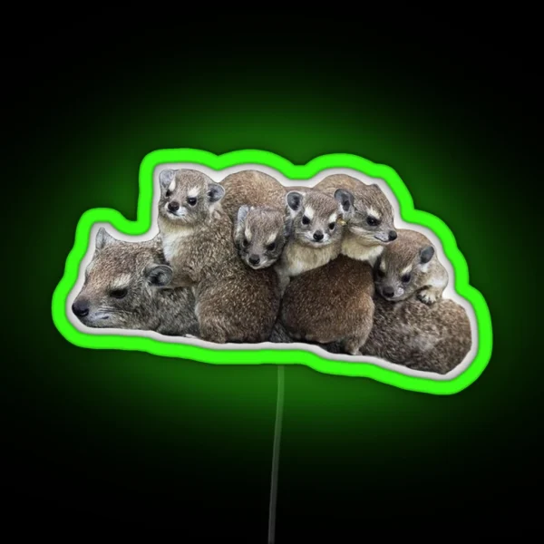 Rock Hyrax With Babies RGB Neon Sign