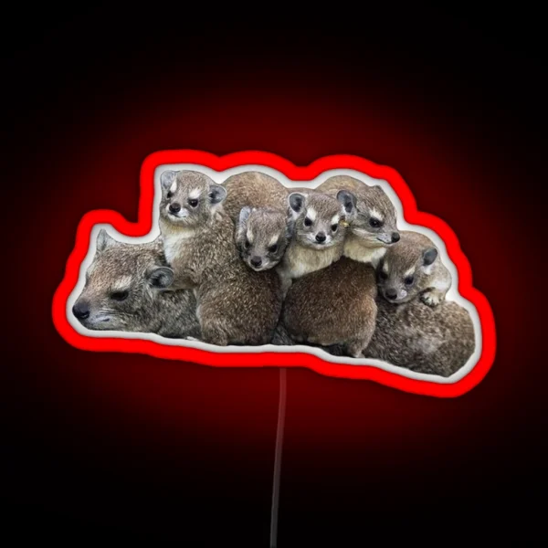 Rock Hyrax With Babies RGB Neon Sign