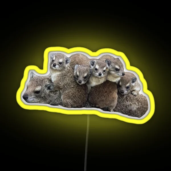 Rock Hyrax With Babies RGB Neon Sign