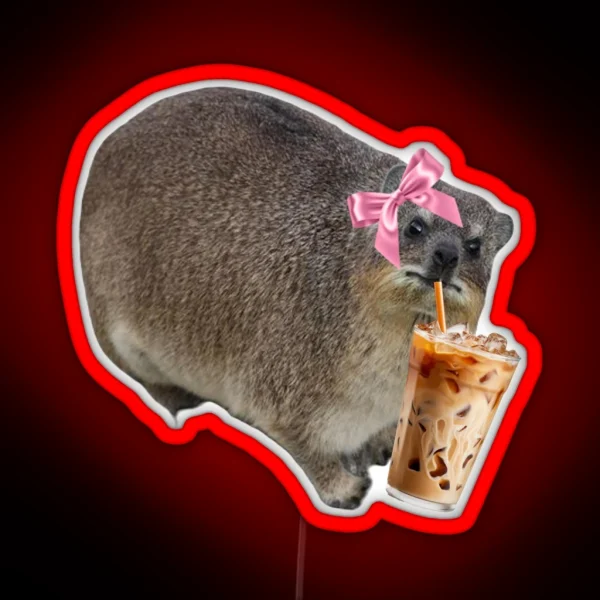 Rock Hyrax With Iced Coffee RGB Neon Sign