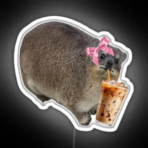 Rock Hyrax With Iced Coffee RGB Neon Sign