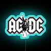 Classic rock metal music inspired LED lit AC DC sign
