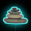 RGB Neon Sign Art Featuring Rock Stacks on Transparent Background