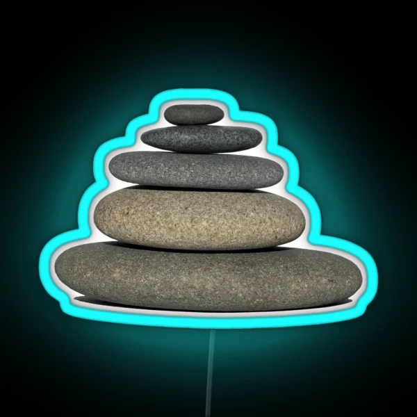 Rock Stack Cairn Transparent Background RGB Neon Sign