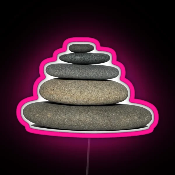 Rock Stack Cairn Transparent Background RGB Neon Sign