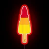 Vibrant retro rocket ice lolly inspired neon signage decoration.