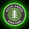 Rocky Arbor State Park Wisconsin badge with glowing forest emblem.