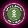 Vibrant Rainbow-Glowing Neon Sign Art for Rocky Arbor State Park Wisconsin Landmark