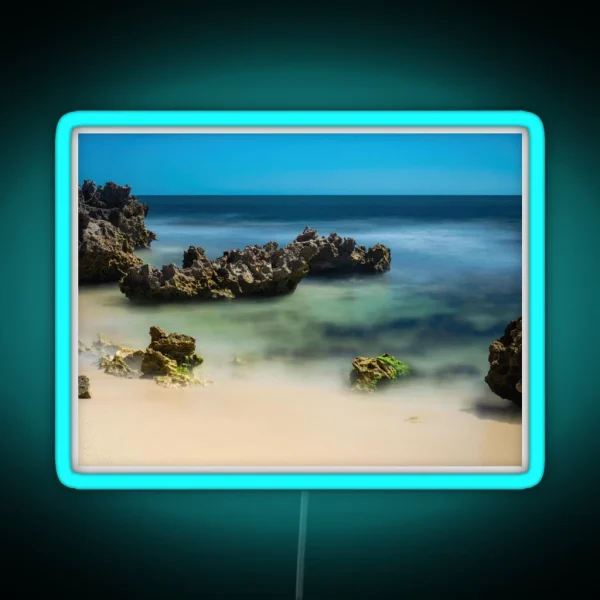 Rocky Coastline Long Exposure RGB Neon Sign