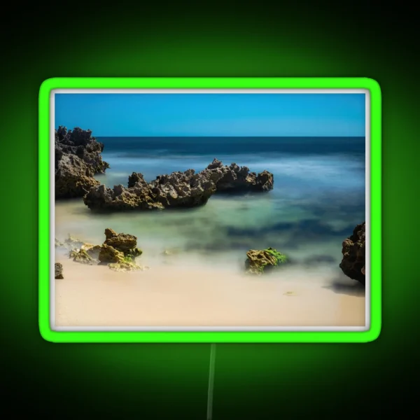 Rocky Coastline Long Exposure RGB Neon Sign