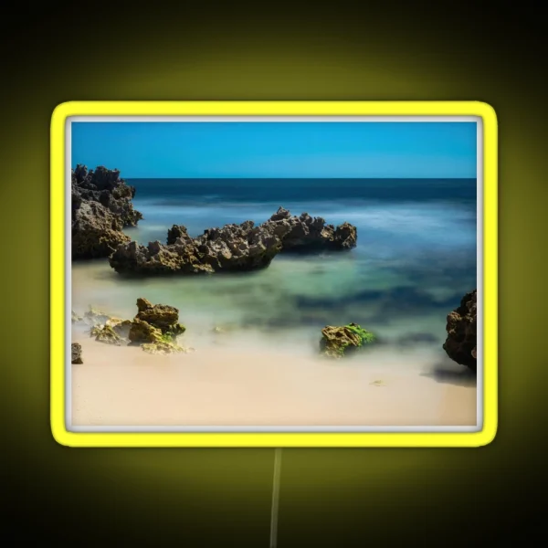 Rocky Coastline Long Exposure RGB Neon Sign