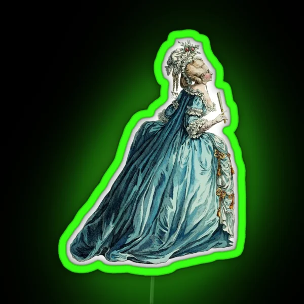 Rococo Lady Fashion Illustration RGB Neon Sign