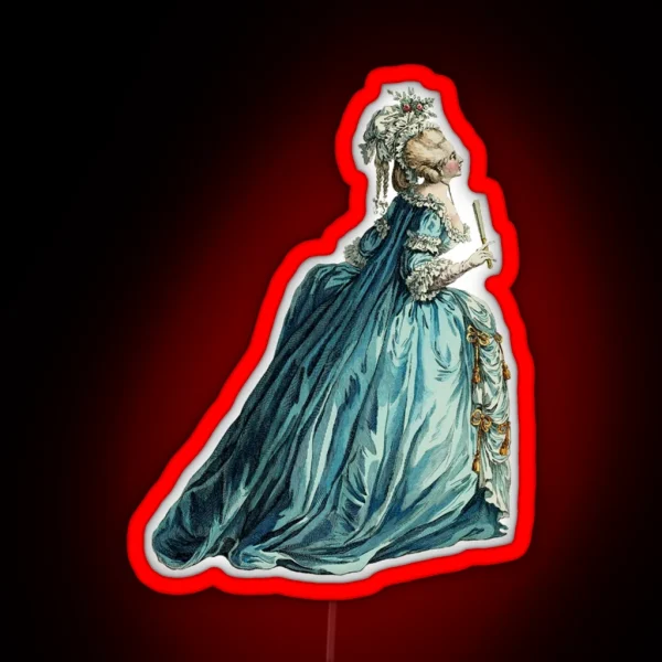 Rococo Lady Fashion Illustration RGB Neon Sign