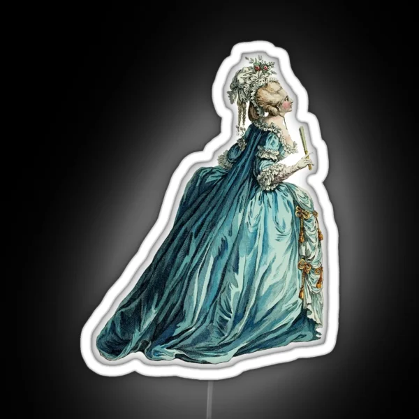 Rococo Lady Fashion Illustration RGB Neon Sign