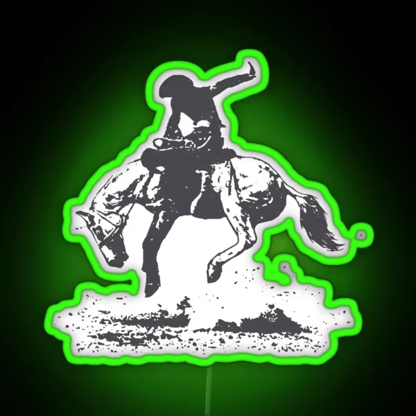 Rodeo Bucking Horse Cowboy Riding Stallion RGB Neon Sign