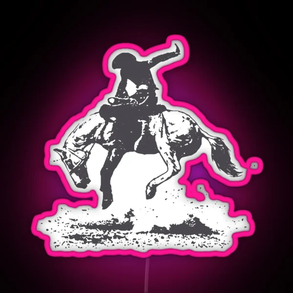 Rodeo Bucking Horse Cowboy Riding Stallion RGB Neon Sign