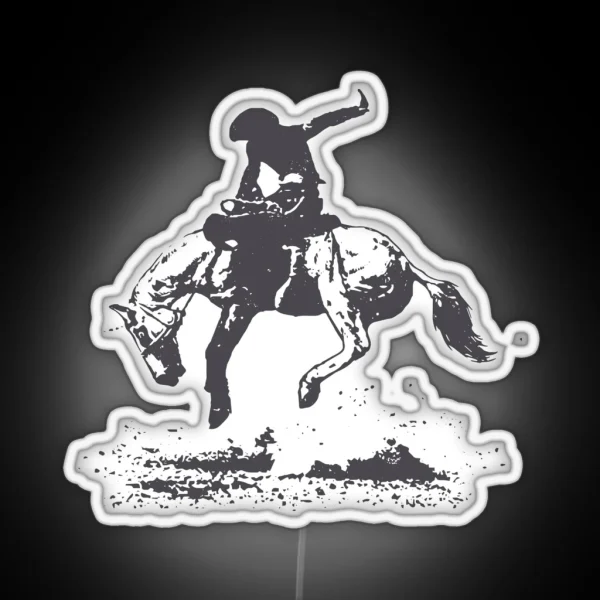Rodeo Bucking Horse Cowboy Riding Stallion RGB Neon Sign